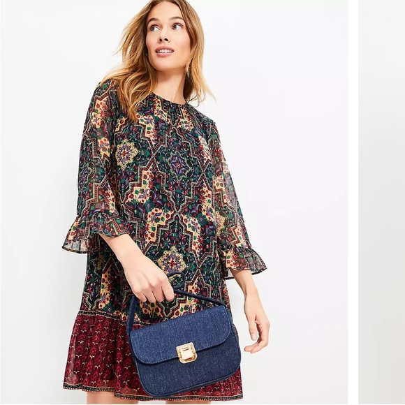 LOFT Multicolor Patterned Mini Dress - Picture 2 of 13